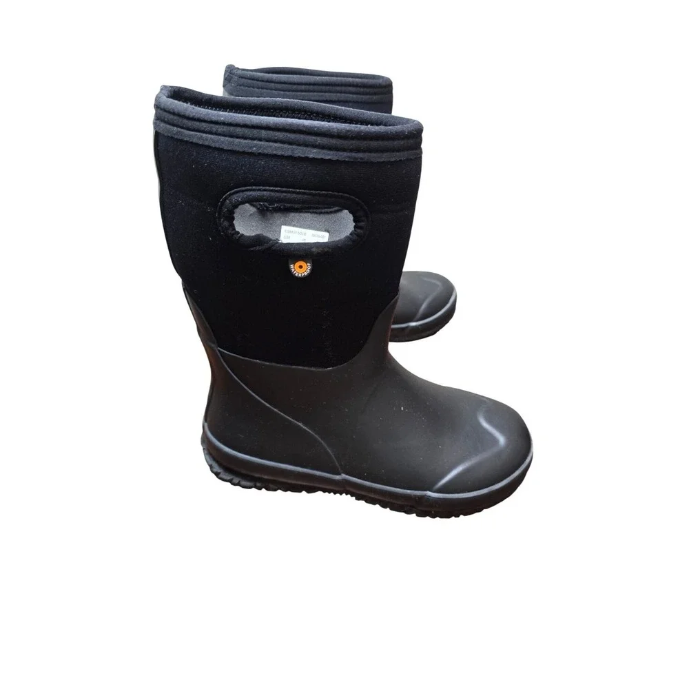 Bogs Youth Size 4 Waterproof Black Neoprene & Rubber Insulated Winter Rain Boots